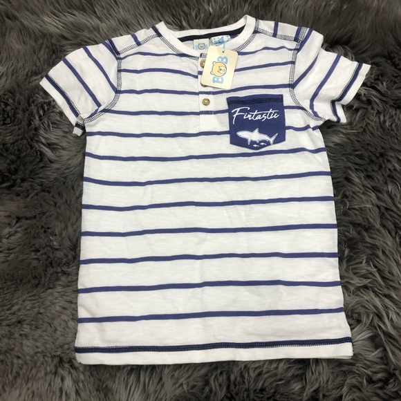 BOB | Boys ‘Fintastic’ Shirt | Blue & White | Size 7 - Picture 1 of 2